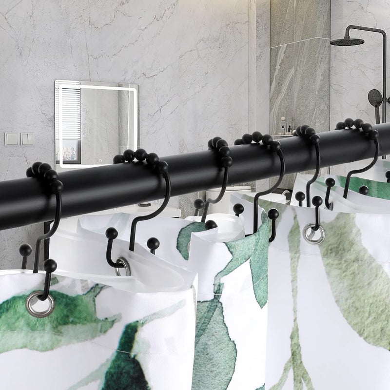 TENOVEL Shower Curtain Hooks Rings  TENOVEL Double Sided Shower Hooks Rust Proof for Bathroom Shower Rods Curtain  Durable Stainless Steel Bathroom Shower Curtain Hangers  Matte Black  Set of 12 - Image 4